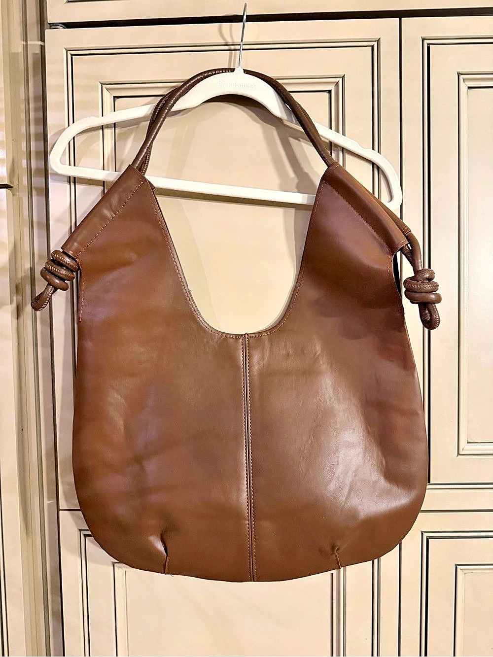 New Brown Mocha Leather Look Hobo Crescent Shoulder Bag Handbag Tote Boho